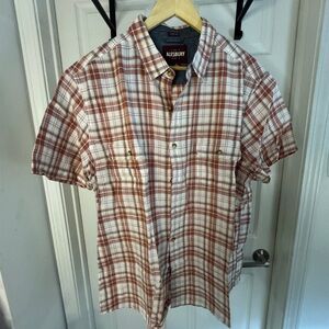 Alesbury Men's Short Sleeve Plaid Shirt - Orange and White